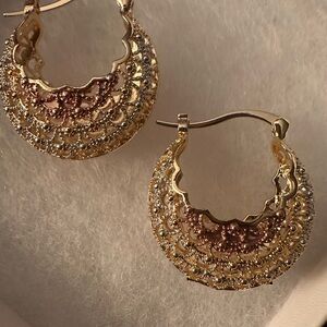 Elegant Gold and Silver basket weave Hoop Earrings